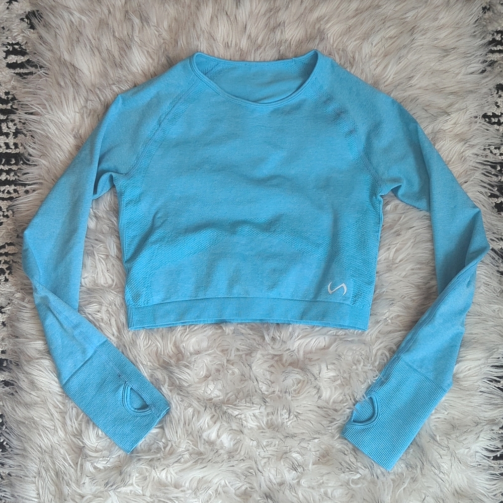 TLF open back crop long sleeve top size small
